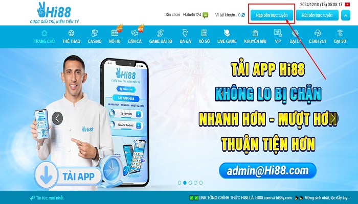 Nạp tiền Hi88